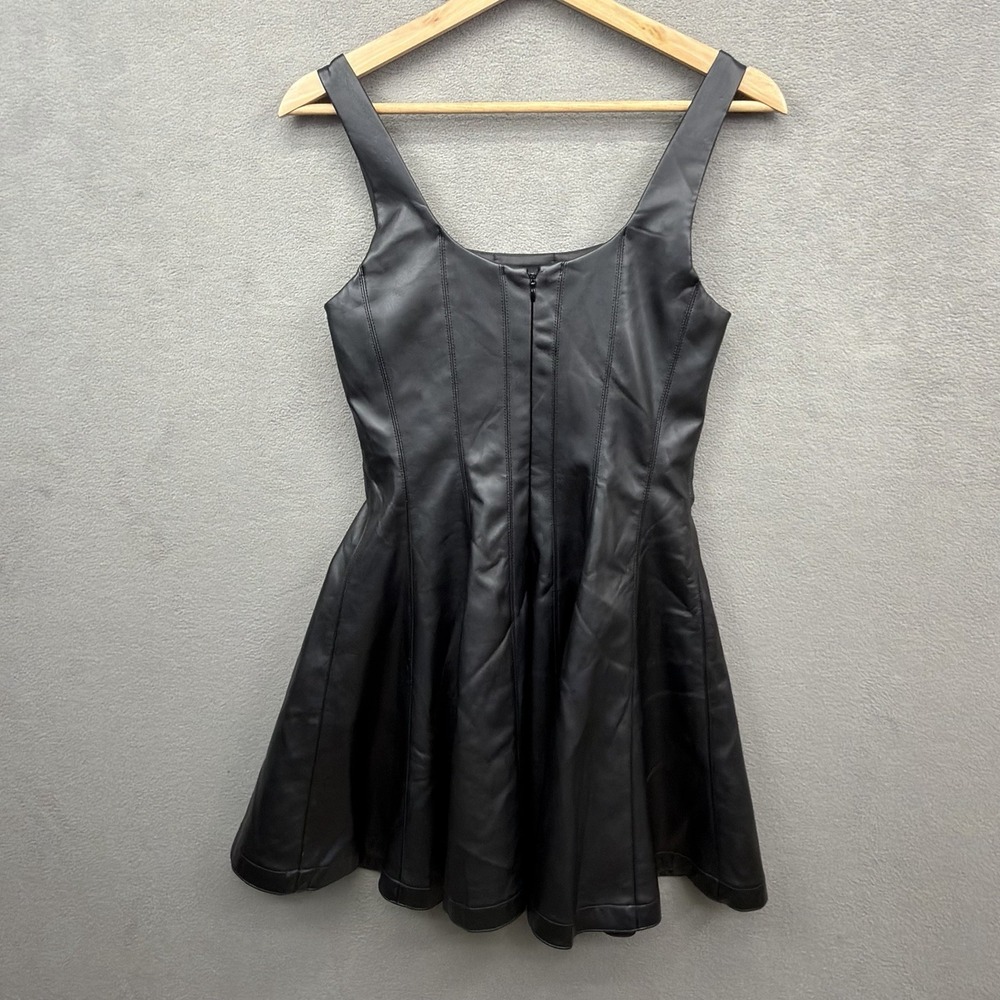 7 For All Mankind Vegan Leather Grunge Midi Dress Size XS Black Sleeveless NWOT - Picture 11 of 12